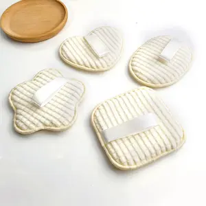 4形心形花椭圆形素食无残忍超细纤维可重复使用卸妆垫面部清洁布海绵粉扑