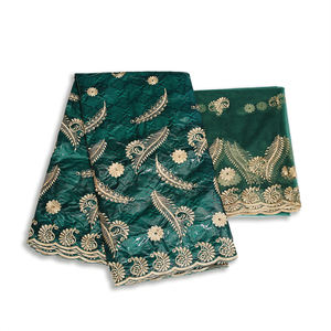 Nouveau <span class=keywords><strong>Bazin</strong></span> de 5 yards et dentelle de 2 yards pour broderie africaine <span class=keywords><strong>Bazin</strong></span> Riche - Product Image 3