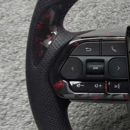 Volante Deportivo de Fibra de Carbono Forjado Rojo con Levas de Cambio, Compatible con <span class=keywords><strong>Toyota</strong></span> <span class=keywords><strong>Corolla</strong></span>, Fortuner, Land Cruiser LC70, Hilux, Camry - Product Image 3