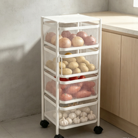Chariot de rangement à 4 niveaux, détachable, écologique, moderne, en métal, avec roues, pour cuisine, garde-manger, stockage alimentaire (26x26x65.5cm)