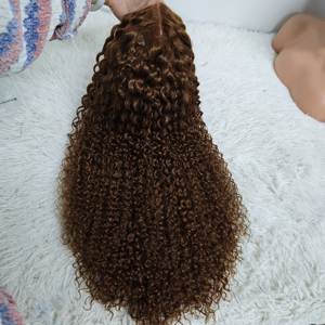 Promotion Letsfly 88$ - Cheveux Jerry Curly de 22 pouces, couleur 30 #   Perruques avec fermeture en dentelle 4x4, 11A, 270 grammes, 100% cheveux humains, densité 300%, fabrication en usine - Product Image 3