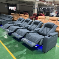 Blau-Graues Echtleder-Kinosofa Elektrischer Heimkino-Sessel Ecksofa Wohnzimmermöbel Heimkino-Stühle