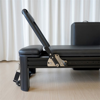 Reformer Pilates en aluminium noir mat avec rail complet et accessoires complets, lit de base professionnel pour studio
