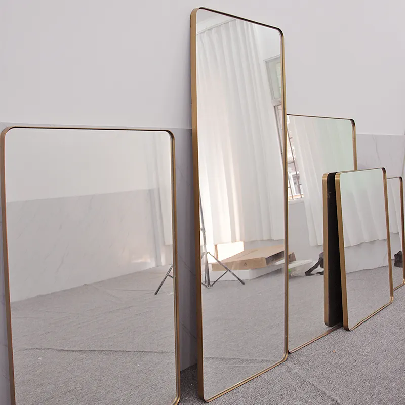 Wholesale cheap large decorative gold aluminum framed full size length wall dressing room standing floor mirror