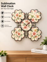 Jam Dinding Kayu MDF Bentuk Hati Sublimasi Ramah Lingkungan Desain Kreatif Personal untuk Ruang Tamu Pernikahan Baterai