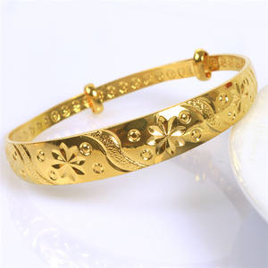 Bracelet YL en laiton plaqué or, largeur 12 mm, à fermoir coulissant, motif fleur de prunier brillant, tendance, bracelet 12 centillos - Product Image 6