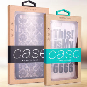 Wholesale Custom Kraft <b>Paper</b> Color‑block Strap Window Hanging Hole Box For Trendy Phone Case Packaging - Product Image 1