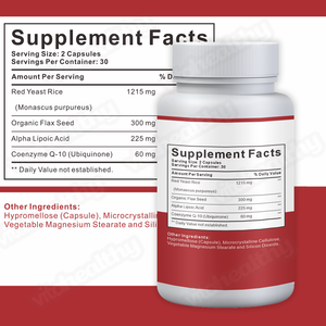 Cápsulas de CoQ10 de Grado Alimenticio Vitahealthy OEM/ODM con Arroz de <span class=keywords><strong>Levadura</strong></span> Roja 1215 MG, Cápsulas Orgánicas de Arroz de <span class=keywords><strong>Levadura</strong></span> Roja y CoQ10 <span class=keywords><strong>para</strong></span> la Salud del Corazón - Product Image 2