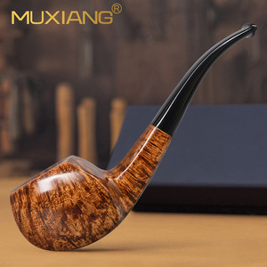 Muxiang Wooden Tobacco Pipe Bent Type Handmade Solid Briar Filter Men's Smoking Pipe - Product Image 1