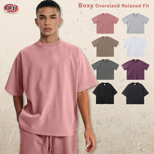 Camiseta Vintage de Manga Corta, Color Sólido, Corte Cuadrado, Unisex, Holgada, de Algodón Peinado, Transpirable, Ropa para Hombre - Product Image 1