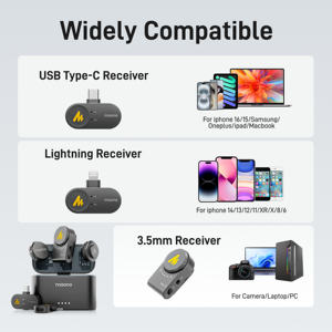 Micrófono Inalámbrico de Solapa Maono <span class=keywords><strong>Wave</strong></span> T5 de Plástico, Uso Profesional en Estudio, Cancelación de Ruido, Filtro de Voz, USB Tipo-C, Grabación de Video - Product Image 5