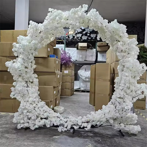 Bán Buôn 7ft Màu Hồng Trắng Trong Nhà Hoa Nhân Tạo Hoa Đứng Hoa Anh Đào Cây Vòm Cho Đảng Trang Trí Đám Cưới - Product Image 2