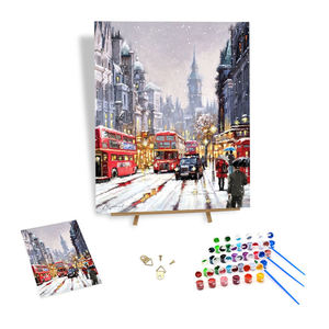 <span class=keywords><strong>Peinture</strong></span> à l'huile DIY par numéros Ville <span class=keywords><strong>Paysage</strong></span> Bus dans Winter Street 40x50cm Toile <span class=keywords><strong>Peinture</strong></span> Numéros Adultes - Product Image 1