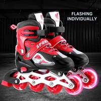 Patins à Roulettes Réglables pour Enfants 4 Roues, Extérieur, Vitesse, avec Roues Lumineuses en PU