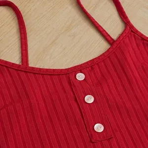 Ensemble de pyjama trois pièces pour femme, décontracté, imprimé cœurs, composé d'un débardeur, d'un short et d'un pantalon, en tissu côtelé, pour la maison - Product Image 6