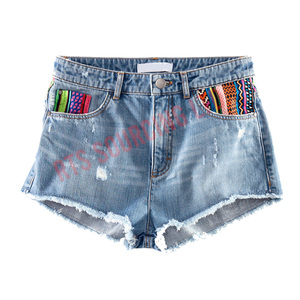 Short en jean pour femme Taille haute extensible en coton mélangé Confort Fit Distressed Look Trendy Casual Wear For Summer Fashion Style - Product Image 4