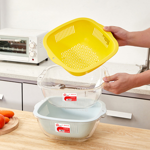 Passoire de cuisine carrée double couche de 30 cm en PET épaissi, résistante aux chocs, pour laver les fruits et légumes - Product Image 5
