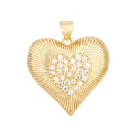 Pendentif Cœur en Laiton Plaqué Or 14K avec Pierres CZ, Cadeau Romantique pour Femme, Breloque de Collier Tendance, Accessoire DIY