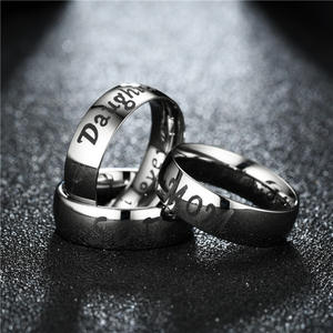 High Polished Silver Plated Stainless Steel I Love You Daughter Son <strong>Mum</strong> Dad <strong>Rings</strong> for Family Couple - Product Image 6
