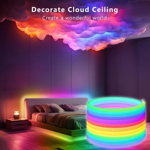 Luces <span class=keywords><strong>LED</strong></span> <span class=keywords><strong>de</strong></span> <span class=keywords><strong>Tira</strong></span> Tejida Inteligentes RGBIC Flexibles con Textura <span class=keywords><strong>de</strong></span> Tela <span class=keywords><strong>de</strong></span> Doble Capa IP67, Lámpara <span class=keywords><strong>de</strong></span> Neón para Fiestas, Uso Mayorista, DC5V - Product Image 1
