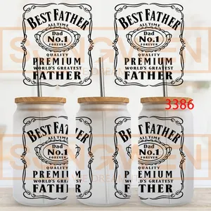 Một bước cha ngày giảm giá UV dtf cup bọc chuyển 16oz nhãn Sticker Kết thúc tốt đẹp sẵn sàng để tàu