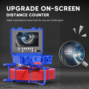 Caméra d'inspection industrielle de 60 m pour tuyaux, écran IPS 9 pouces 1080P, caméra d'égout avec localisateur 512 Hz, compteur de mètres, auto-nivelante, en fibre de verre - Product Image 3
