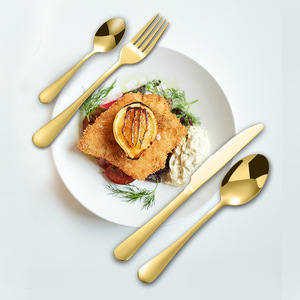 24PCS Disposable Stainless Steel Classic Cutlery Set <b>Steak</b> <b>Knife</b> Giveaways Color Gold Green Black - Product Image 6