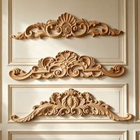 Applique en bois sculpté non fini, style européen orné, pour décoration de meubles, armoires, murs, portes, artisanat en relief
