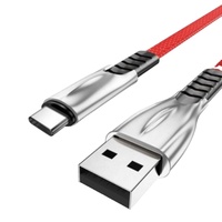 Kabel Data Tipe C Paduan Seng, Kabel Jalinan Usb Pengisian Cepat 3 Kaki