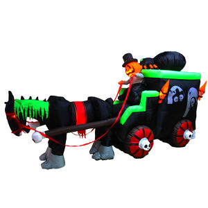 Carruaje de caballos embrujado inflable de Halloween con luces LED de colores, decoración de patio espeluznante directa de fábrica para exteriores - Product Image 5