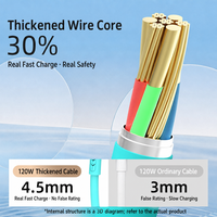 Câble USB-A vers USB-C 120W à charge rapide, avec âme en caoutchouc liquide épaissi, pour téléphone Android, tablette et ordinateur portable