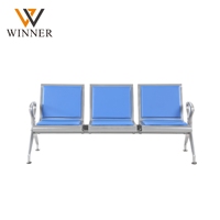 Banc d'Attente Triple en Métal Médical, 3 Places avec Siège en Cuir pour Hôpital, Aéroport, Bâtiment de Bureau