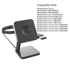 Para <span class=keywords><strong>Michael</strong></span> <span class=keywords><strong>Kors</strong></span> Gen 4/5/6 Smart Watch Charger Dock/Stand PVC/TPE Jacket Charging Dock Compatible con Gen 4/5/6 Smart Watch - Product Image 1