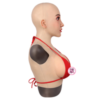 Masque de tête en silicone jeune fille visage seins pour homme à femme avec faux seins pour travesti transexuelle transgenre crosscommode