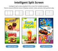 Écran interactif intelligent 24/7 de 32 à 98 pouces, écran mural intelligent pour magasin, menu numérique à écran partagé