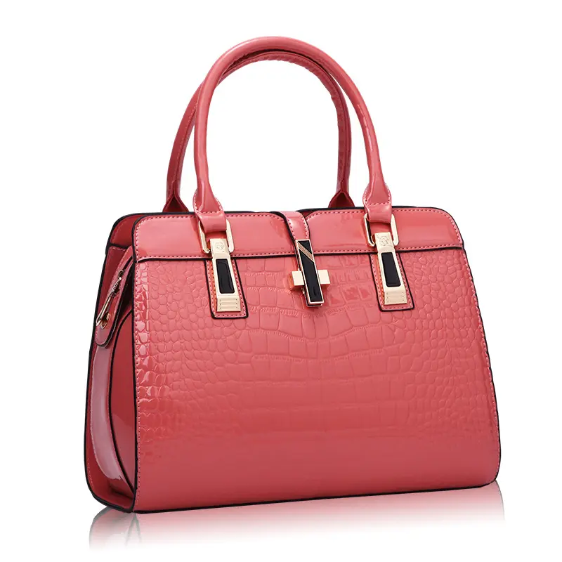 Hot Style And Fashion Pretty Colorful Patent Pu Leather Handbags For Women With Crocodile Stripes