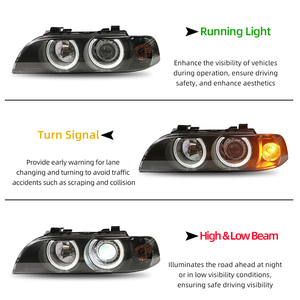 Conjunto de Faros LED Modificados para <span class=keywords><strong>BMW</strong></span> Serie 5 <span class=keywords><strong>E39</strong></span> <span class=keywords><strong>520i</strong></span> 1998-<span class=keywords><strong>2003</strong></span>, Luces de Circulación Diurna, Ojos de Ángel, Luz Direccional, Enchufar y Usar - Product Image 4
