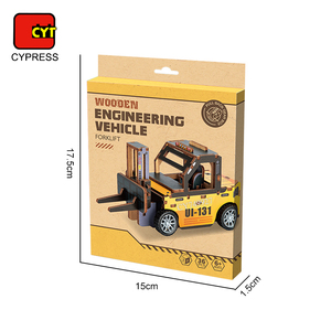 Nuevo <span class=keywords><strong>Juguete</strong></span> <span class=keywords><strong>de</strong></span> Construcción <span class=keywords><strong>de</strong></span> Madera 3D DIY, Vehículos <span class=keywords><strong>de</strong></span> Construcción, Montacargas, Excavadora, Mezcladora, Camión <span class=keywords><strong>de</strong></span> Arrastre para Niños - Product Image 6
