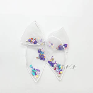 サマースパンコールシェーカーファブル女の子マーメイドチュールメッシュボウレインボーシェーカーボウ誕生日ボウ - Product Image 2