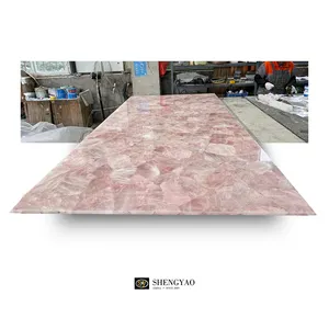 Natural Large Polished Rose Quartz Pink Crystal Slab For Wall Decoration/Countertop