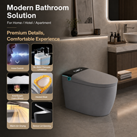 Cuvette de toilette carrée en céramique personnalisable OEM/ODM, WC monobloc avec télécommande, siphon en S/P pour villa, hôtel, appartement