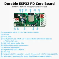 Contrôleur LED numérique WLED ESP32 DOMRAEM PD DC 5V/12V/20V 3A avec contrôle par application, port micro/UART, fusible 16A, compatible WS281X SK6812 APA102