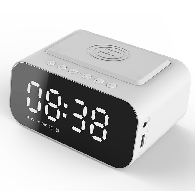 New Household Multifunctional 3 in 1 QC3.0 Fast Wireless Charging Digital Alarm Clock Desktop Bluetooth 5.0 Speaker FM Audio