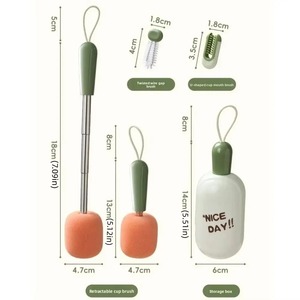 <b>Bottle</b> Cleaning <b>Brush</b> Long Handle <b>Bottle</b> <b>Brush</b> 3 In 1 Multifunctional Sponge <b>Bottle</b> <b>Brush</b> With <b>Bottle</b> Cleaner <b>Brush</b> - Product Image 6