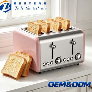 เครื่องปิ้งขนมปัง BESTONE 4 แผ่น สแตนเลส พร้อมตัวตั้งเวลาแบบกลไก ฟังก์ชั่นละลายน้ำแข็ง อุ่นอาหาร และยกเลิกการปิ้ง สำหรับใช้ในครัวเรือน - Product Image 1