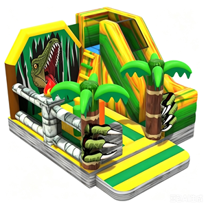 Château gonflable Jungle Crocodile avec toboggan, parcours d'obstacles gonflable, jeux de carnaval pour adultes et enfants - Product Image 1