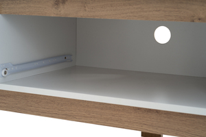 ตู้วางทีวี MANDO สีขาวและสีโอ๊ค สไตล์สแกนดิเนเวียน ขนาด 1.8 ม. ผลิตในมาเลเซีย ตู้วางอุปกรณ์สื่อสารแบบทูโทน สำหรับจัดระเบียบห้องนั่งเล่นสไตล์โมเดิร์น - Product Image 6