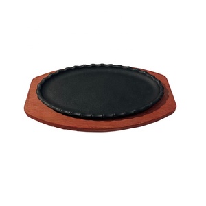 Fajita à steak en fonte Poêle à frire Plat chaud Assiette à grésiller Plateau de service avec socle en bois 8 ''10'' 12'' - Product Image 4