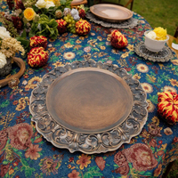 Vente en gros Assiette de chargement ronde réutilisable bohème en plastique avec motifs de plantes botaniques et décorations de fête