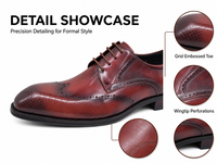 Chaussures habillées Oxford marron pour hommes, en cuir véritable, à lacets, semelle extérieure en caoutchouc, pour le bureau, la carrière, les mariages, bout pointu, vente en gros